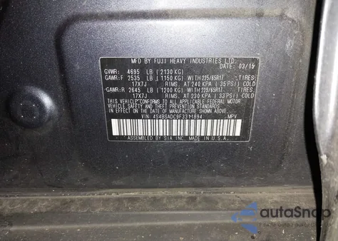 2015 Subaru Outback 2.5I Premium from USA, damaged, VIN 4S4BSADC9F3311894